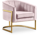 Carter Velvet / Engineered Wood / Stainless Steel / Foam Contemporary Pink Velvet Accent Chair - 30" W x 29" D x 30" H