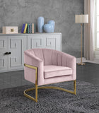 Carter Velvet / Engineered Wood / Stainless Steel / Foam Contemporary Pink Velvet Accent Chair - 30" W x 29" D x 30" H