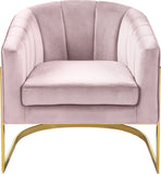 Carter Velvet / Engineered Wood / Stainless Steel / Foam Contemporary Pink Velvet Accent Chair - 30" W x 29" D x 30" H