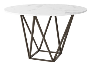 Zuo Modern Tintern Composite Stone, Steel Modern Commercial Grade Dining Table White, Antique Brass Composite Stone, Steel