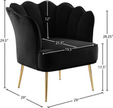 Jester Velvet / Engineered Wood / Iron / Foam Contemporary Black Velvet Accent Chair - 29" W x 29" D x 29.5" H