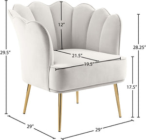 Jester Velvet / Engineered Wood / Iron / Foam Contemporary Cream Velvet Accent Chair - 29" W x 29" D x 29.5" H