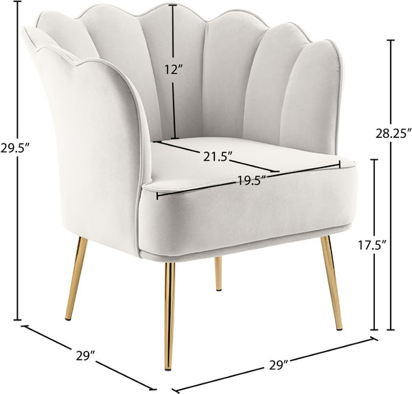 Jester Velvet / Engineered Wood / Iron / Foam Contemporary Cream Velvet Accent Chair - 29" W x 29" D x 29.5" H