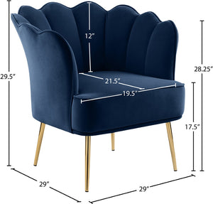 Jester Velvet / Engineered Wood / Iron / Foam Contemporary Navy Velvet Accent Chair - 29" W x 29" D x 29.5" H