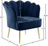 Jester Velvet / Engineered Wood / Iron / Foam Contemporary Navy Velvet Accent Chair - 29" W x 29" D x 29.5" H