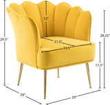 Jester Velvet / Engineered Wood / Iron / Foam Contemporary Yellow Velvet Accent Chair - 29" W x 29" D x 29.5" H