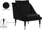 Elegante Velvet / Engineered Wood / Iron / Foam Contemporary Black Velvet Accent Chair - 26" W x 30.5" D x 33.5" H