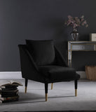 Elegante Velvet / Engineered Wood / Iron / Foam Contemporary Black Velvet Accent Chair - 26" W x 30.5" D x 33.5" H