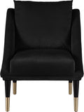 Elegante Velvet / Engineered Wood / Iron / Foam Contemporary Black Velvet Accent Chair - 26" W x 30.5" D x 33.5" H