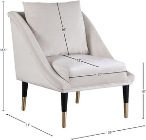 Elegante Velvet / Engineered Wood / Iron / Foam Contemporary Cream Velvet Accent Chair - 26" W x 30.5" D x 33.5" H