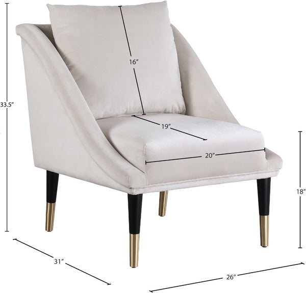 Elegante Velvet / Engineered Wood / Iron / Foam Contemporary Cream Velvet Accent Chair - 26" W x 30.5" D x 33.5" H