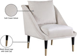 Elegante Velvet / Engineered Wood / Iron / Foam Contemporary Cream Velvet Accent Chair - 26" W x 30.5" D x 33.5" H