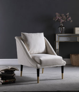 Elegante Velvet / Engineered Wood / Iron / Foam Contemporary Cream Velvet Accent Chair - 26" W x 30.5" D x 33.5" H