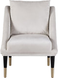 Elegante Velvet / Engineered Wood / Iron / Foam Contemporary Cream Velvet Accent Chair - 26" W x 30.5" D x 33.5" H