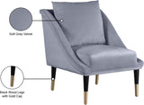 Elegante Velvet / Engineered Wood / Iron / Foam Contemporary Grey Velvet Accent Chair - 26" W x 30.5" D x 33.5" H