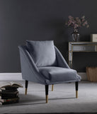 Elegante Velvet / Engineered Wood / Iron / Foam Contemporary Grey Velvet Accent Chair - 26" W x 30.5" D x 33.5" H