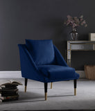 Elegante Velvet / Engineered Wood / Iron / Foam Contemporary Navy Velvet Accent Chair - 26" W x 30.5" D x 33.5" H