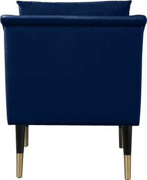 Elegante Velvet / Engineered Wood / Iron / Foam Contemporary Navy Velvet Accent Chair - 26" W x 30.5" D x 33.5" H