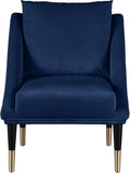 Elegante Velvet / Engineered Wood / Iron / Foam Contemporary Navy Velvet Accent Chair - 26" W x 30.5" D x 33.5" H