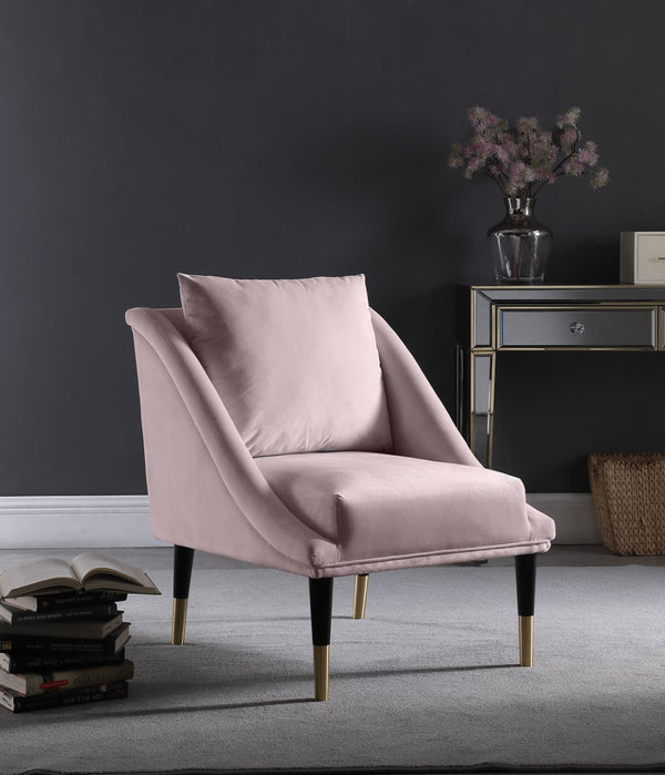Elegante Velvet / Engineered Wood / Iron / Foam Contemporary Pink Velvet Accent Chair - 26" W x 30.5" D x 33.5" H