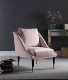 Elegante Velvet / Engineered Wood / Iron / Foam Contemporary Pink Velvet Accent Chair - 26" W x 30.5" D x 33.5" H