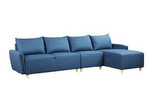 Marcin Contemporary Reversible Sectional Sofa Blue Fabric (Malmo81) • Stitching Line Light Grey (#458) 51820-ACME