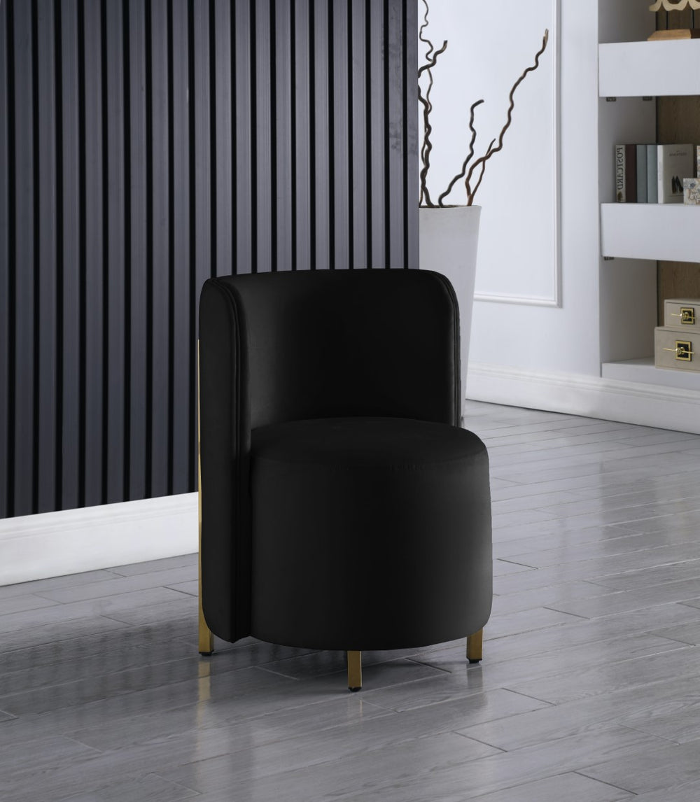 Rotunda Velvet / Engineered Wood / Iron / Foam Contemporary Black Velvet Accent Chair - 25" W x 24" D x 32" H