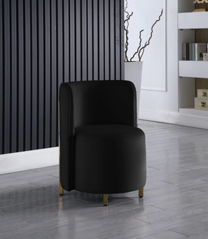Rotunda Velvet / Engineered Wood / Iron / Foam Contemporary Black Velvet Accent Chair - 25" W x 24" D x 32" H