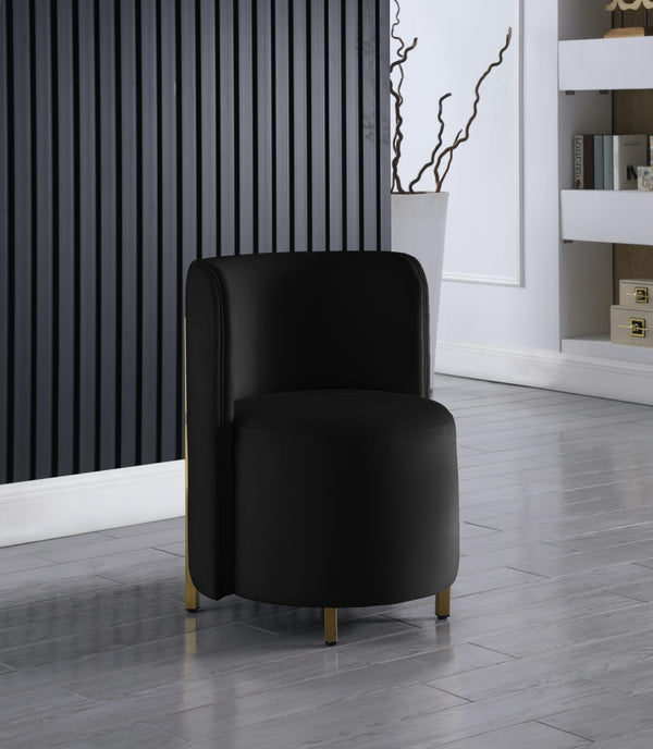 Rotunda Velvet / Engineered Wood / Iron / Foam Contemporary Black Velvet Accent Chair - 25" W x 24" D x 32" H