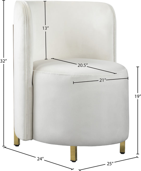 Rotunda Velvet / Engineered Wood / Iron / Foam Contemporary Cream Velvet Accent Chair - 25" W x 24" D x 32" H