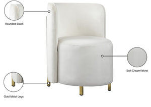Rotunda Velvet / Engineered Wood / Iron / Foam Contemporary Cream Velvet Accent Chair - 25" W x 24" D x 32" H