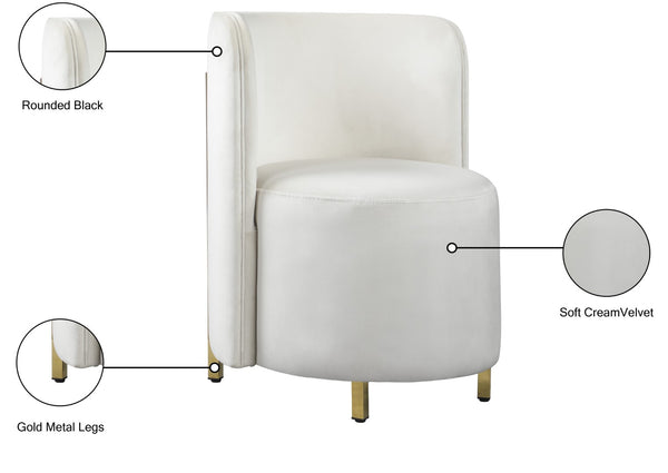 Rotunda Velvet / Engineered Wood / Iron / Foam Contemporary Cream Velvet Accent Chair - 25" W x 24" D x 32" H