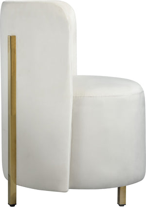 Rotunda Velvet / Engineered Wood / Iron / Foam Contemporary Cream Velvet Accent Chair - 25" W x 24" D x 32" H