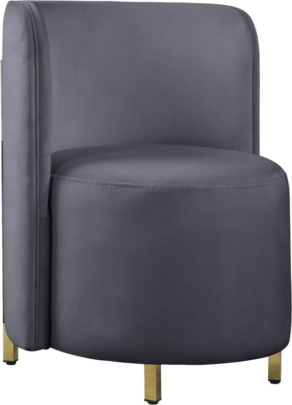 Rotunda Velvet / Engineered Wood / Iron / Foam Contemporary Grey Velvet Accent Chair - 25" W x 24" D x 32" H