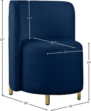 Rotunda Velvet / Engineered Wood / Iron / Foam Contemporary Navy Velvet Accent Chair - 25" W x 24" D x 32" H