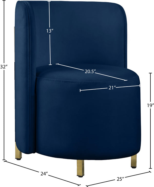 Rotunda Velvet / Engineered Wood / Iron / Foam Contemporary Navy Velvet Accent Chair - 25" W x 24" D x 32" H