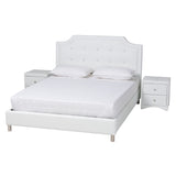 Carlotta Contemporary Glam White Faux Leather Upholstered 3-Piece Bedroom Set