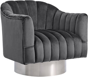 Farrah Velvet / Engineered Wood / Metal / Foam Contemporary Grey Velvet Accent Chair - 32" W x 31" D x 31" H