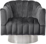 Farrah Velvet / Engineered Wood / Metal / Foam Contemporary Grey Velvet Accent Chair - 32" W x 31" D x 31" H