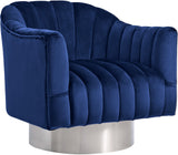 Farrah Velvet / Engineered Wood / Metal / Foam Contemporary Navy Velvet Accent Chair - 32" W x 31" D x 31" H