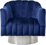 Farrah Velvet / Engineered Wood / Metal / Foam Contemporary Navy Velvet Accent Chair - 32" W x 31" D x 31" H