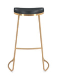 Zuo Modern Bree 100% Polyurethane, Plywood, Stainless Steel Modern Commercial Grade Barstool Set - Set of 2 Black, Gold 100% Polyurethane, Plywood, Stainless Steel