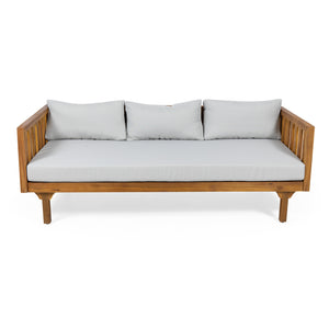 Noble House Claremont Outdoor 3 Seater Acacia Wood Daybed, Teak and Beige