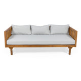 Noble House Claremont Outdoor 3 Seater Acacia Wood Daybed, Teak and Beige