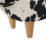 Bessie Black and White Cow Patterned Velvet Cow Ottoman Noble House
