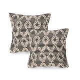 Griswold Boho Handcrafted Fabric Pillow Covers, Black and Beige Noble House