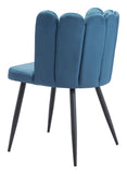 Zuo Modern Adele 100% Polyester, Plywood, Steel Modern Commercial Grade Dining Chair Set - Set of 2 Blue, Black 100% Polyester, Plywood, Steel