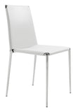 Zuo Modern Alex 100% Polyurethane, Plywood, Steel Modern Commercial Grade Dining Chair Set - Set of 4 White, Chrome 100% Polyurethane, Plywood, Steel