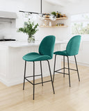 Zuo Modern Miles 100% Polyester, Plywood, Steel Modern Commercial Grade Counter Stool Green, Black 100% Polyester, Plywood, Steel