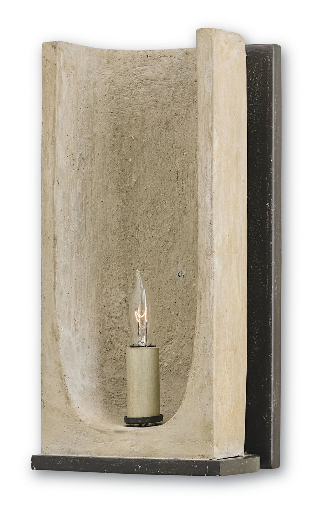 Rowland Wall Sconce - Rustic Concrete & Aged Steel Lighting for Damp Locations - Elegant Design